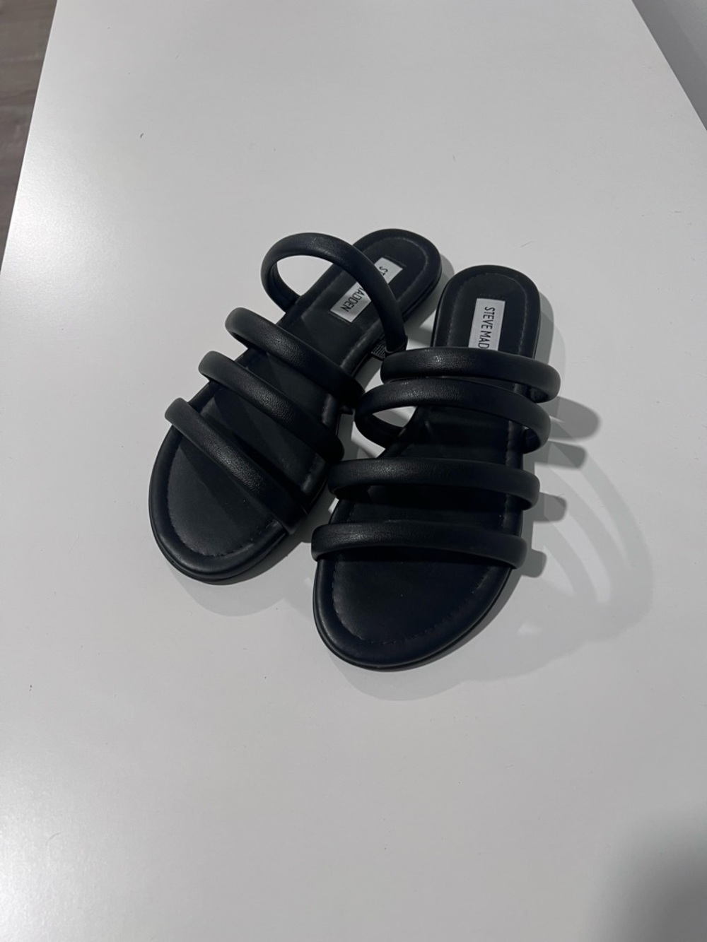 Steve Madden Black Padded Multi-Strap Slide Sandals